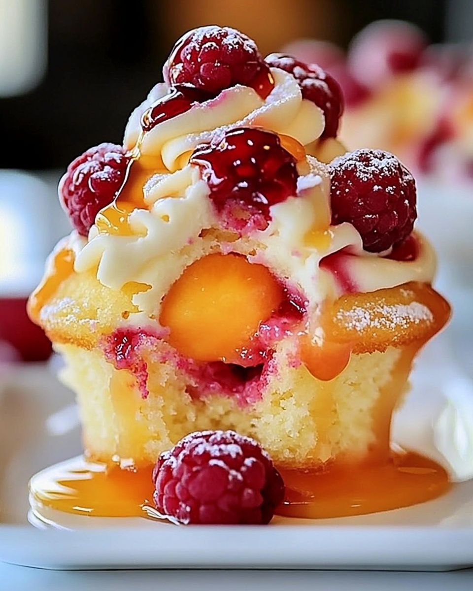 Peach Raspberry Cupcakes