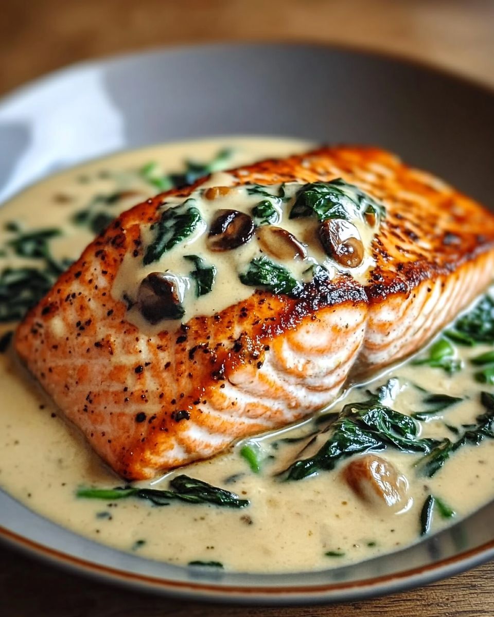 Pan-Seared Salmon Florentine Sauce