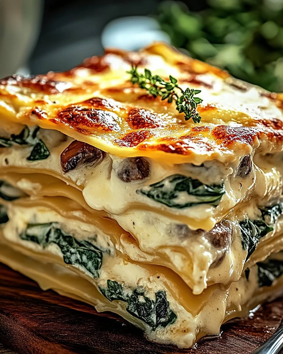 Creamy Spinach Mushroom Lasagna