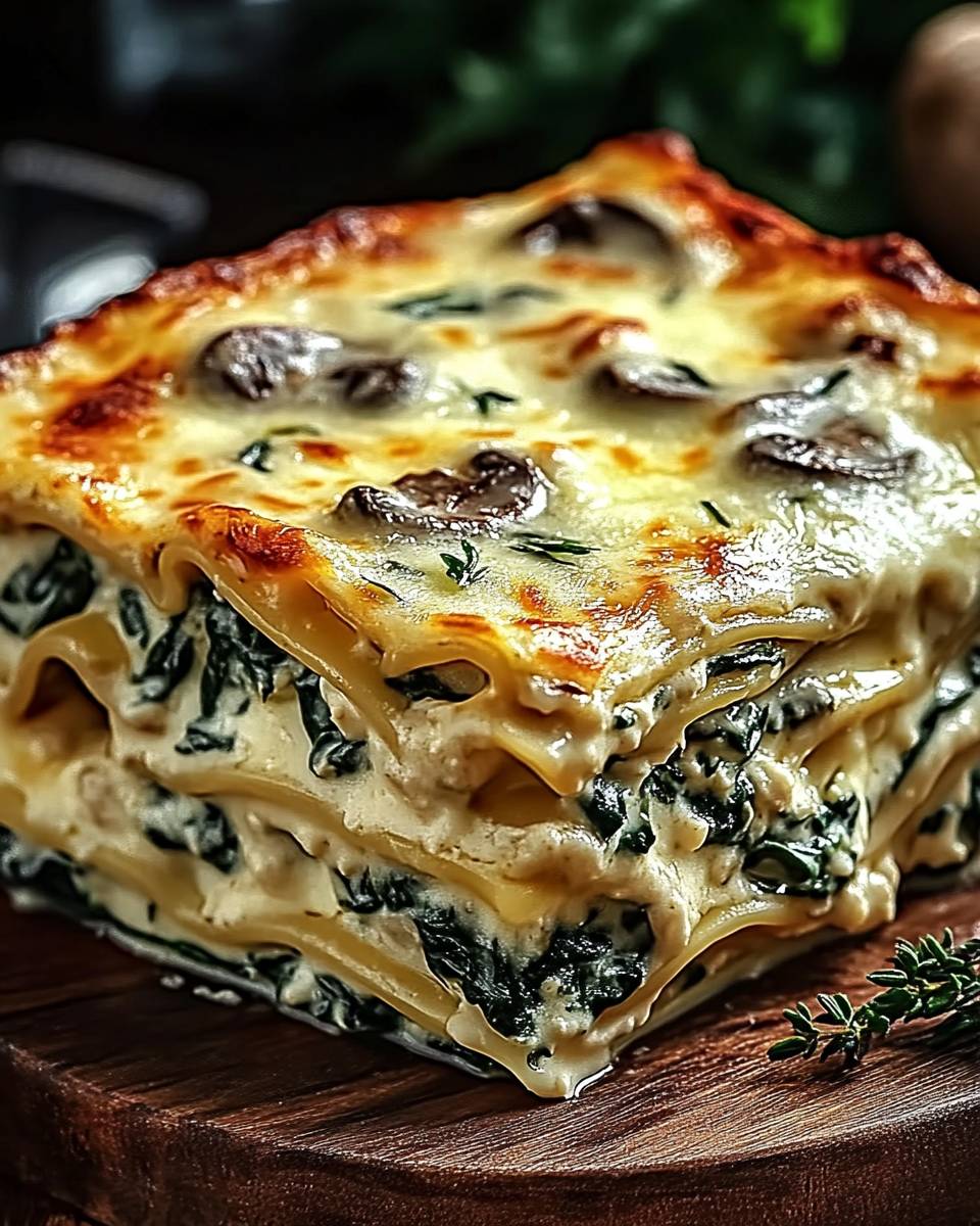 Creamy Spinach Mushroom Lasagna