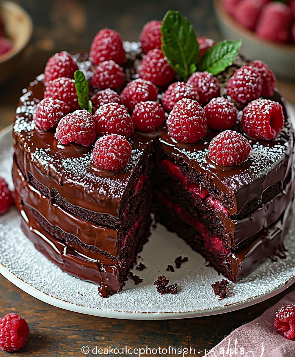 Chocolate Raspberry Truffle Cake